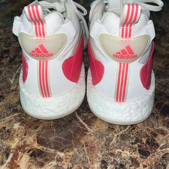 Adidas Kaizam Zoneboost Off White Shock Red Mens - Picture 3 of 5